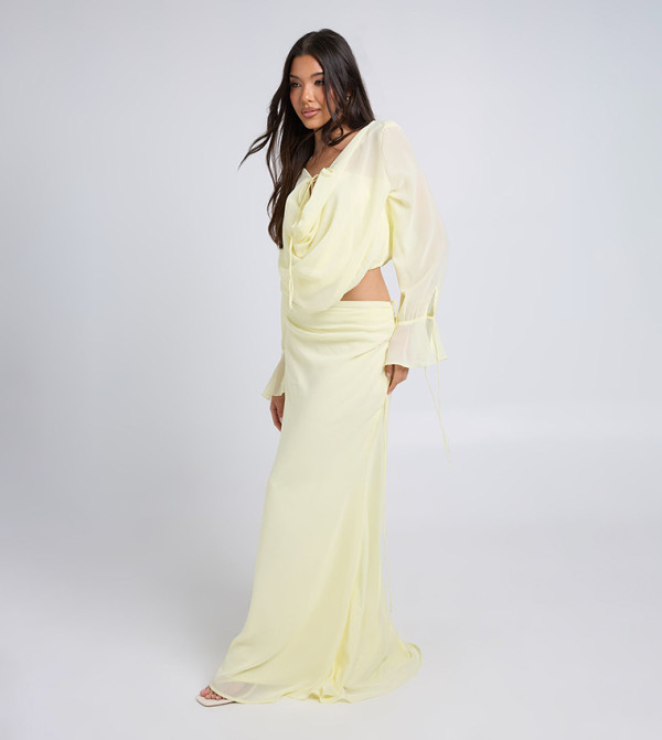 Chiffon Ruched Waist Maxi Skirt