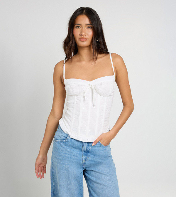 Embroidered Bust Detail Corset Top