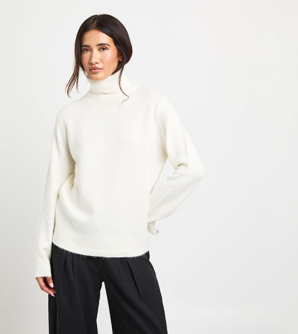 Ribbed Knitted Roll Neck Sweater