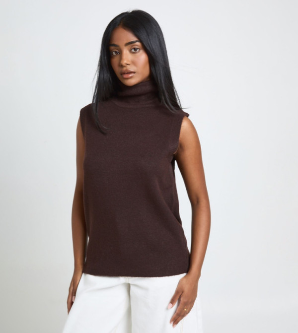 Soft Knit Turtleneck Sweater Vest