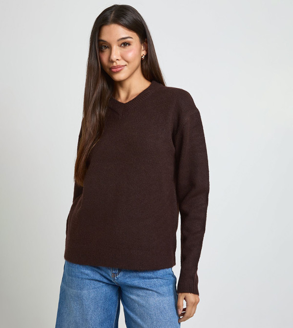 Knitted V-Neck Sweater
