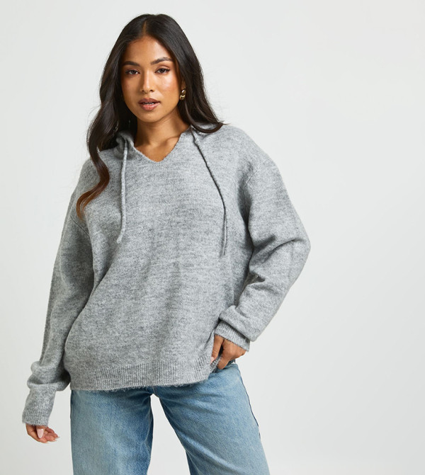 Petite Soft Knit Oversized Hoodie