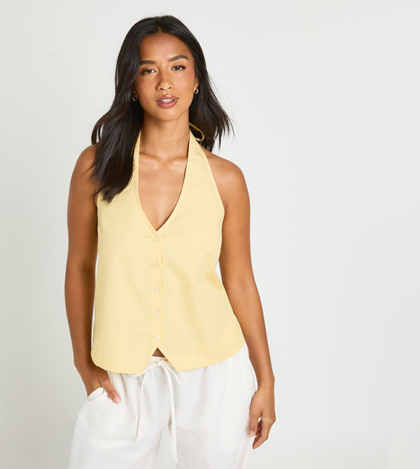Petite Relaxed Fit Halterneck Waistcoat