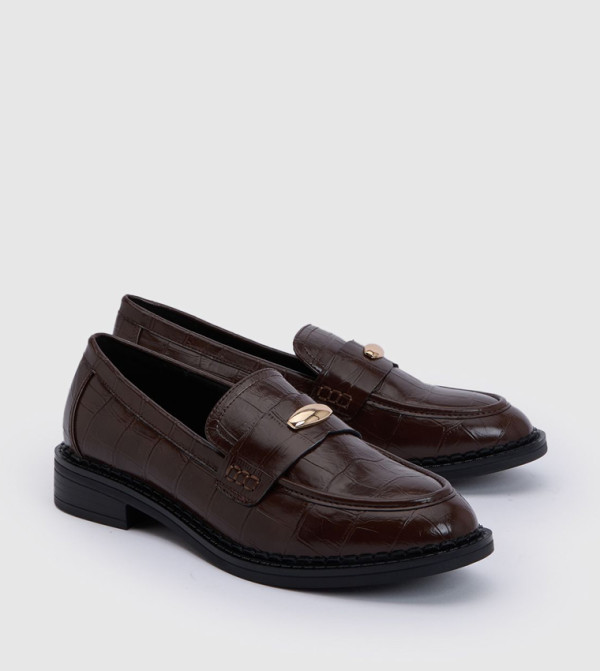 Wide Fit Trim Detail Croc Loafers