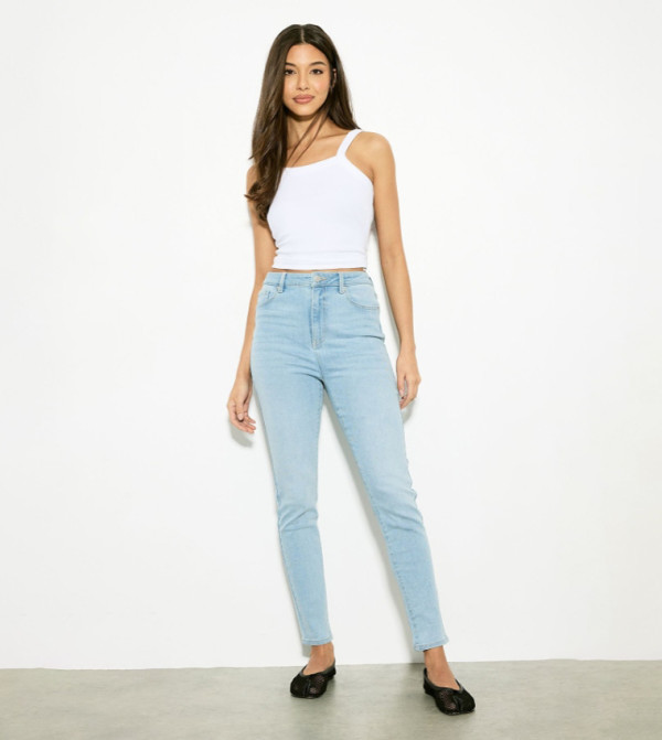 Washed High Waist Skinny Fit Jeans