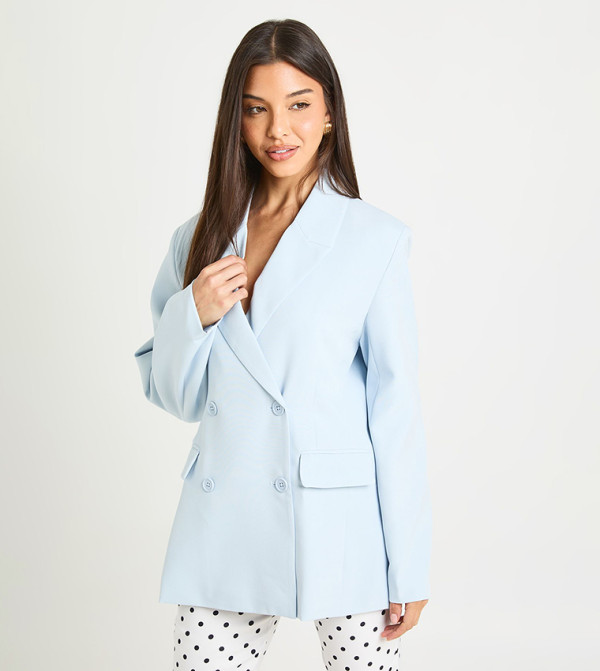 Double Breasted Barrel Sleeves Blazer