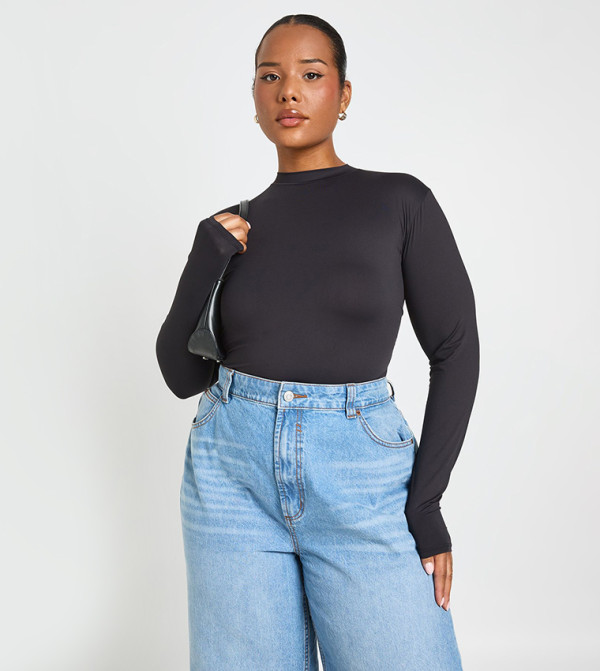 Curve Solid Long Sleeves Top