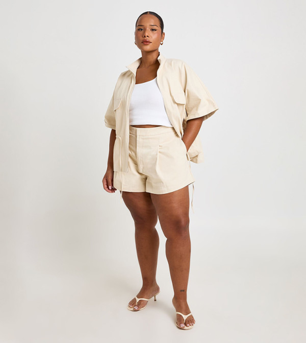 Curve High Rise Cotton Twill Shorts