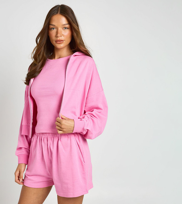 Zip-Through Boxy Fit Crop Hooded Jacket