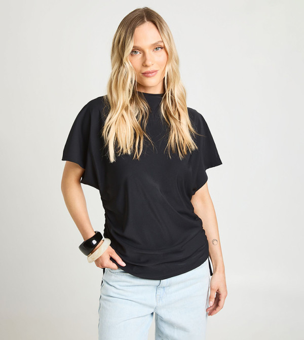 Petite Loose Ruched Side Top