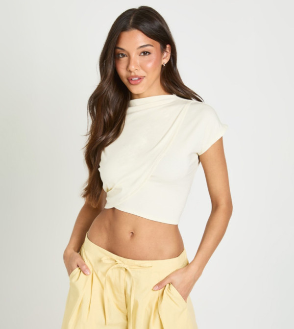 Super Soft Ribbed Wrap Front Crop Top