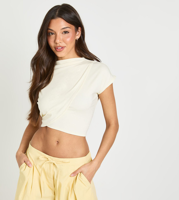 Super Soft Ribbed Wrap Front Crop Top