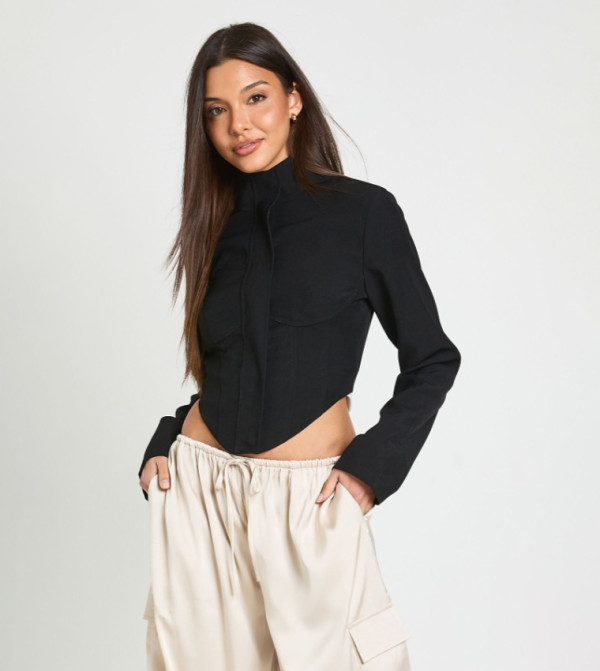 Structured High Neck Corset Style Top