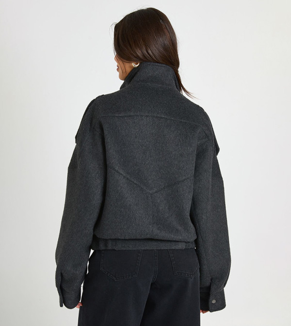 Asymmetric Wool Look Jacket