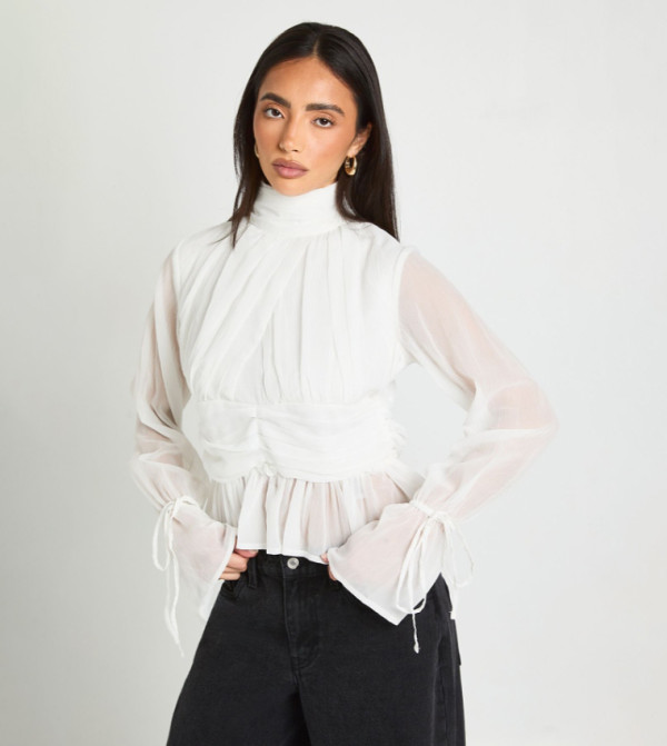 Gathered Long Sleeves Top