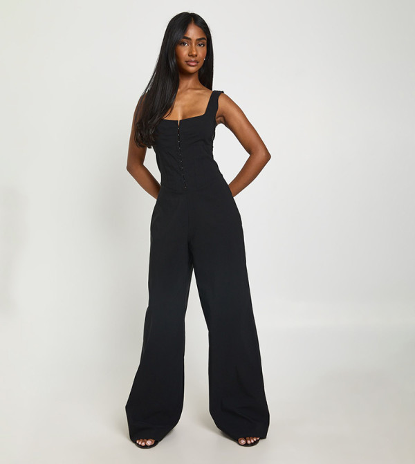 Corset Detail Wide Leg Jumpsuit