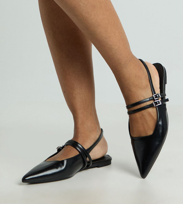 Double Buckle Slingback Pointed Flats