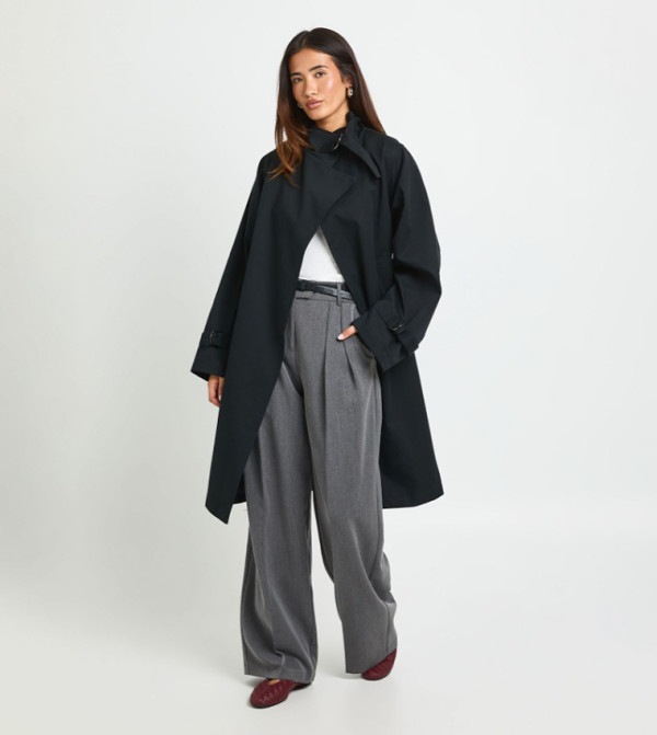 High Neck Wrap Trench Coat