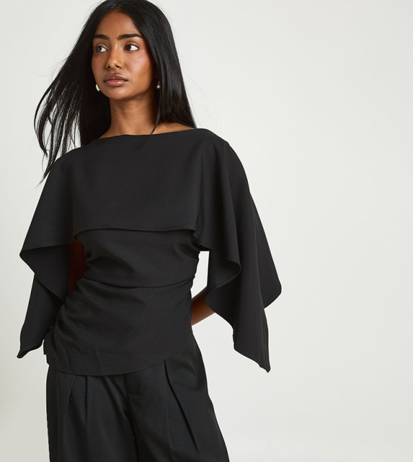 Solid Cape Overlay Top