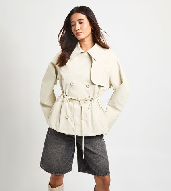 Cinched Waist Short Trenchcoat
