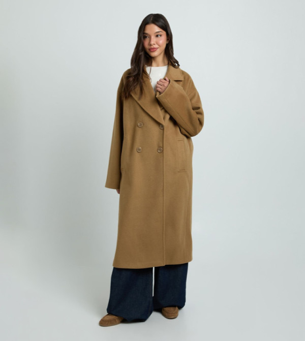 Double Breasted Wool Look Overcoat