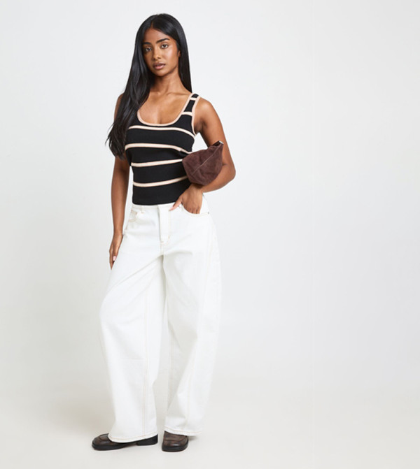 Striped Scoop Neck Knitted Tank Top