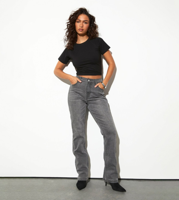 The Mid Waist Baby Bootcut Jeans