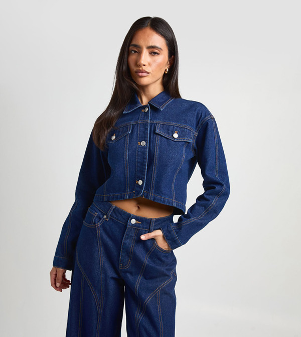 Curved Hem Denim Jacket