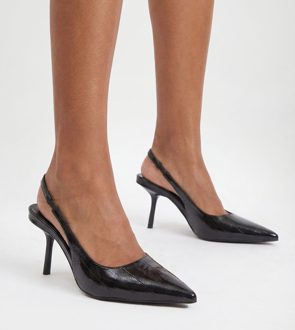 Slingback Flared Heel Pumps