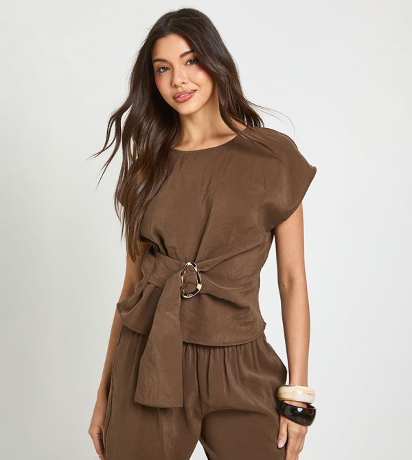 Trim Detail Cap Sleeves Top