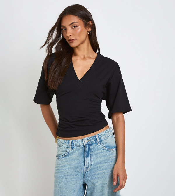 Tall V-Neck Cinched Waist T-Shirt