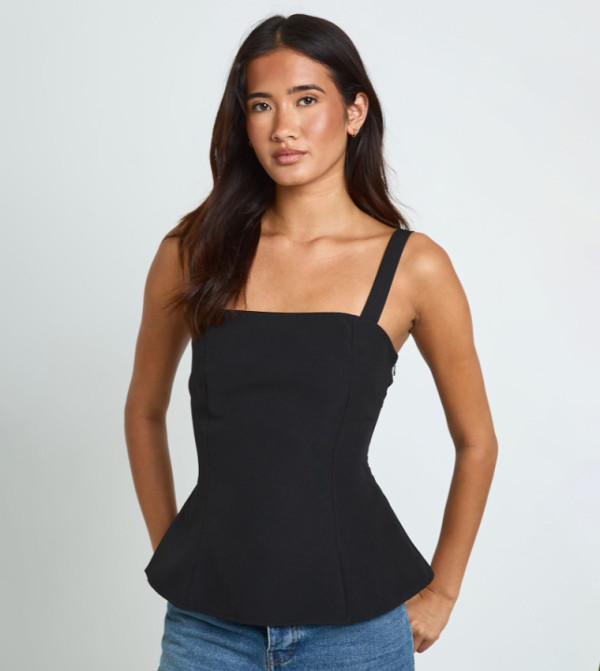 Strappy Peplum Tailored Top