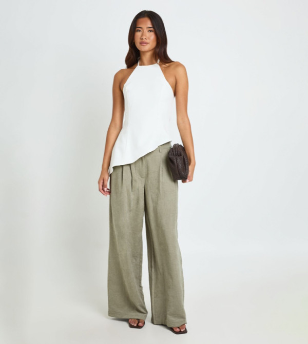 Halterneck Asymmetric Tailored Top