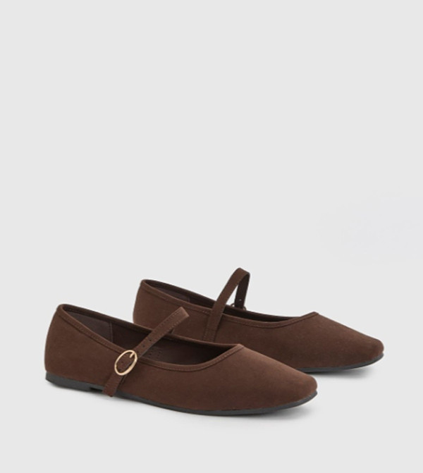 Wide Fit Faux Suede Mary Jane Shoes