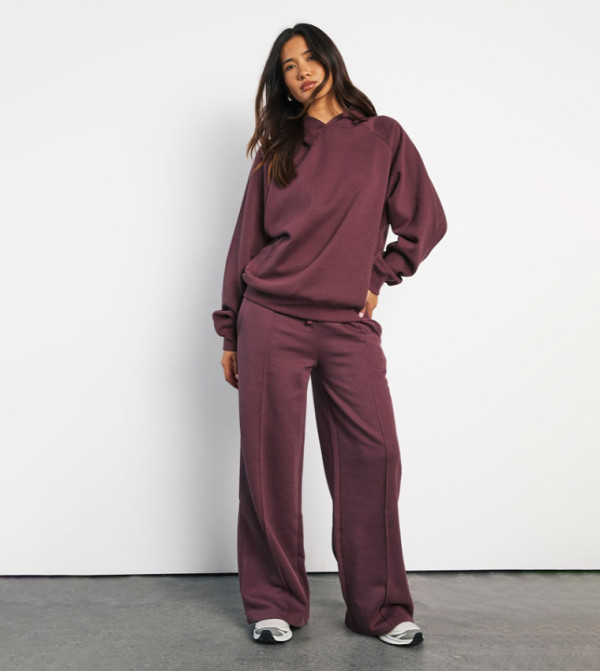 Pintuck Detail Wide Leg Sweatpants