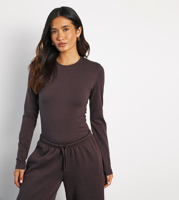 Long Sleeves Crew Neck Bodysuit Top