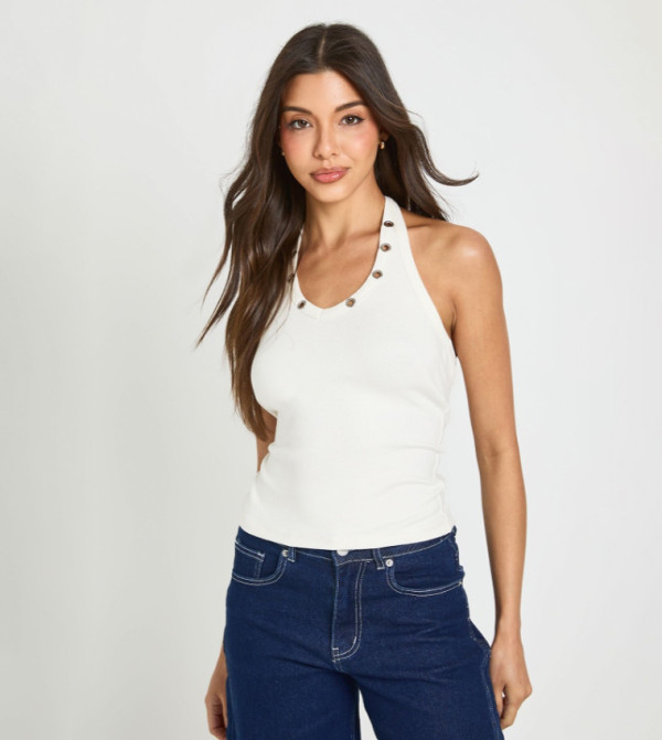 Studded Halterneck Top