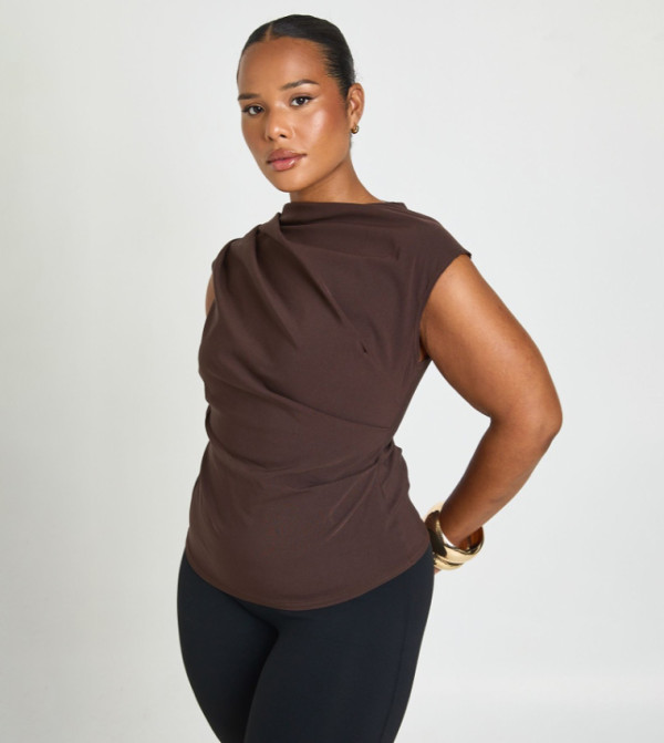 Curve Ruched High Neck Top