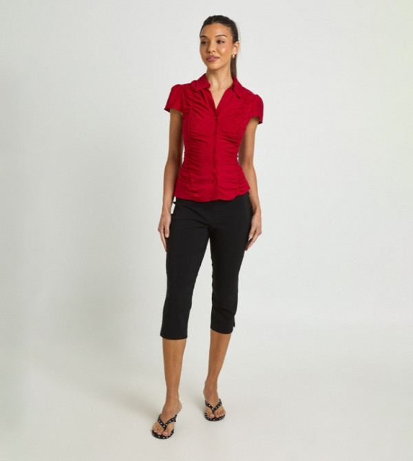 Ruched Short Sleeves Shirt