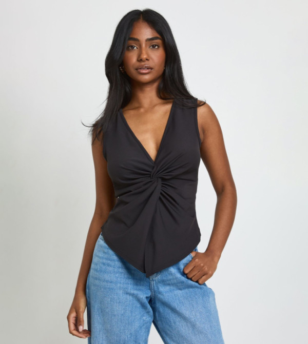 Yoga V-Neck Twist Sleeveless Top
