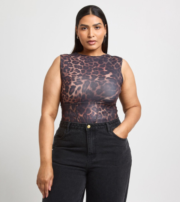 Curve Tie Back Corset Bodysuit Top