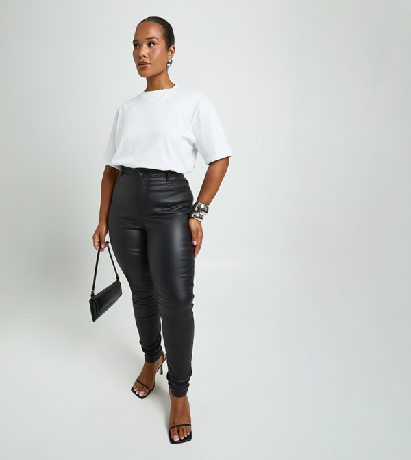 Curve Coated High Waist Skinny Fit Jeans