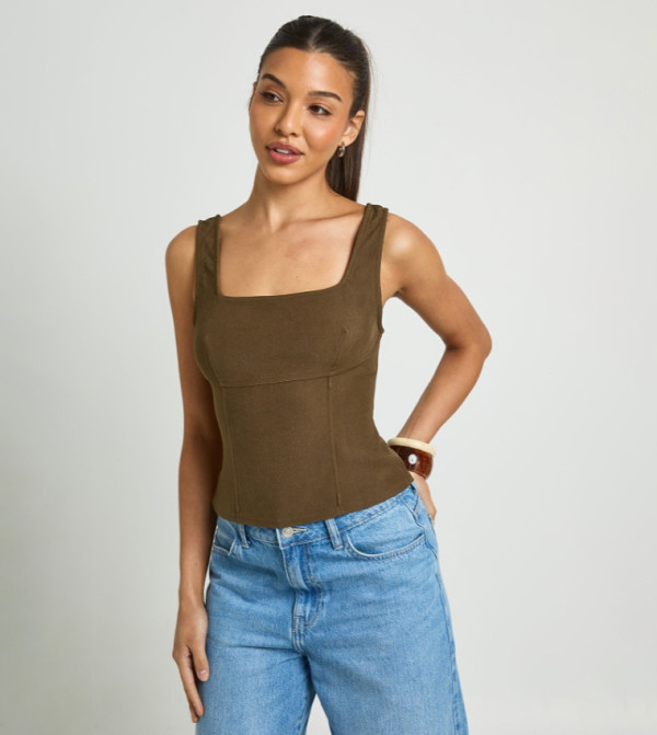 Wide Strap Tailored Cami Top