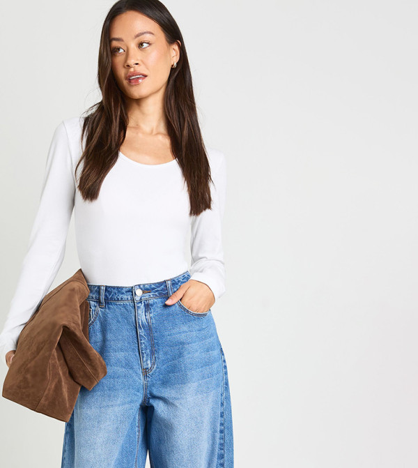 Tall Long Sleeves Scoop Neck Bodysuit Top