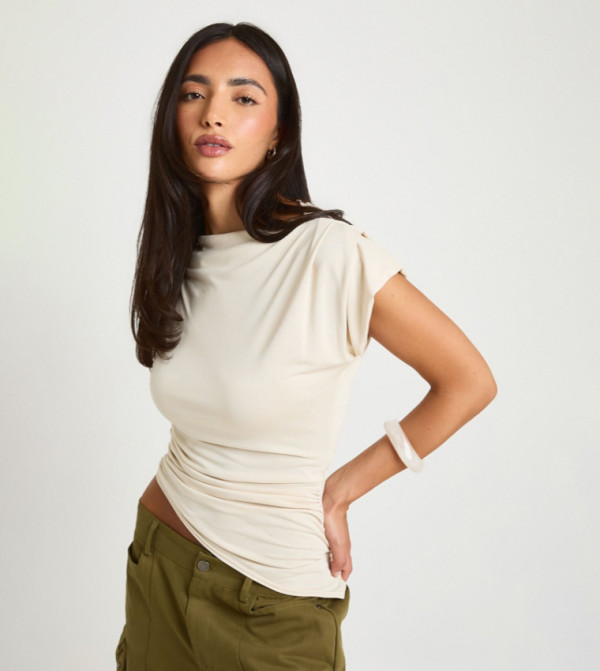 Modal Cap Sleeves Asymmetric Hem Top