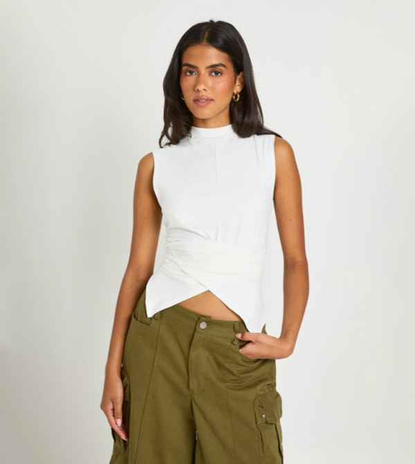 Wrap Tie Back Sleeveless Top
