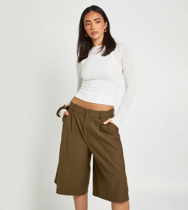 Boxer Front Pleated Tailored Shorts