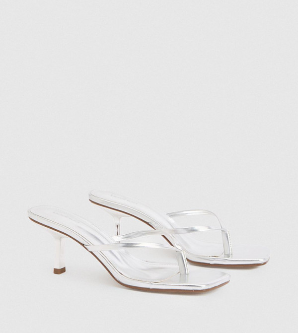 Square Toe Post Heeled Sandals