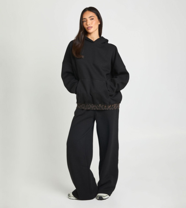 Leopard Contrast Pocket Straight Fit Sweatpants