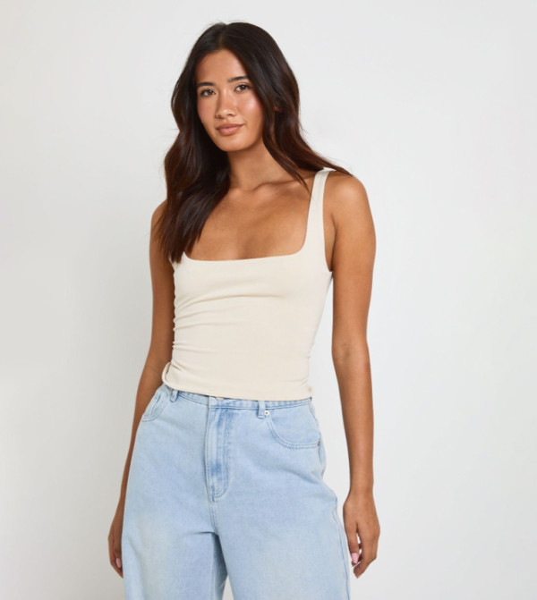 Square Neck Tie Back Sleeveless Top